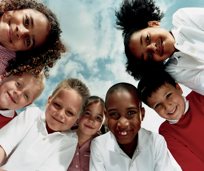 group of children standing in circle
