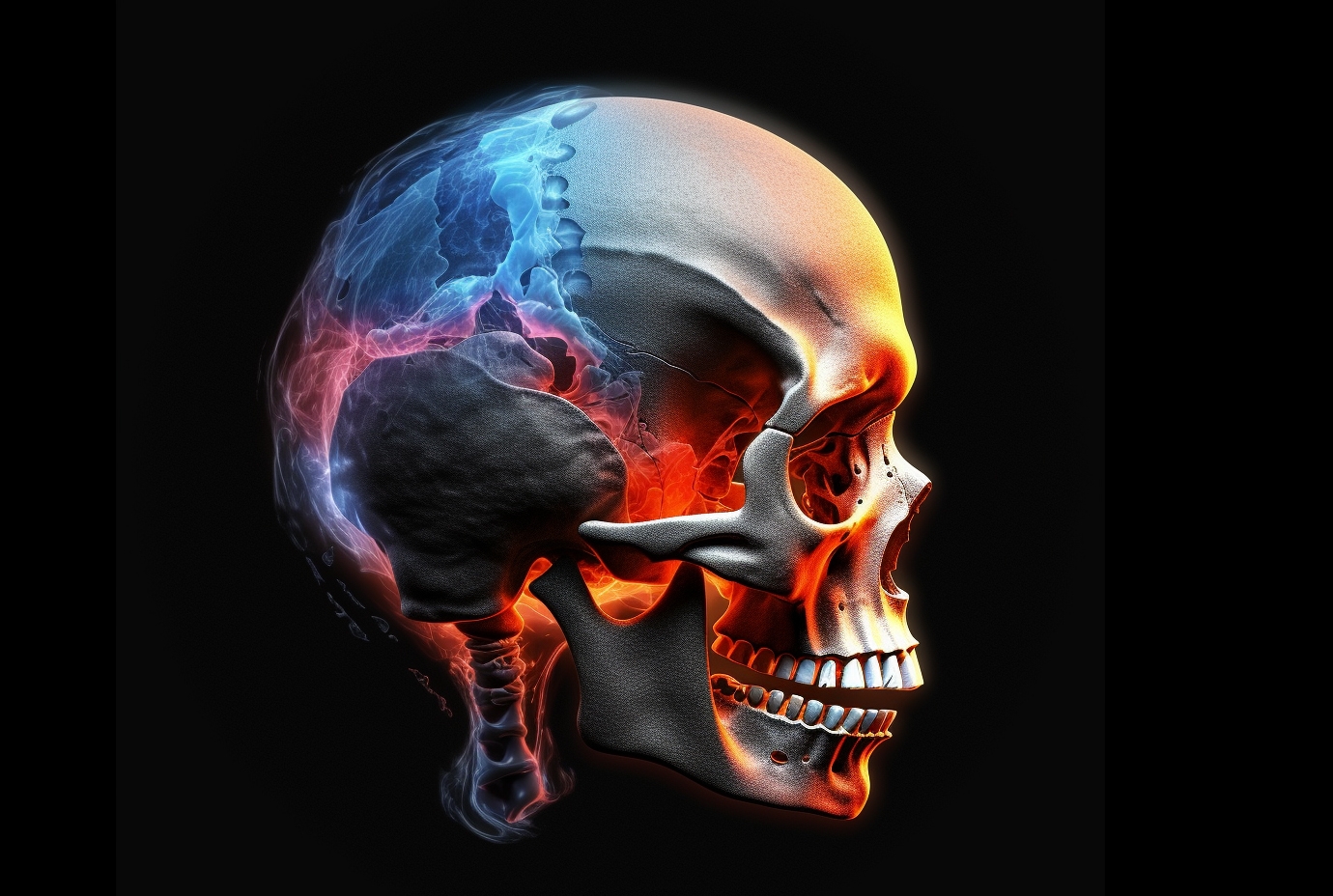 Generative AI illustration of a skull 