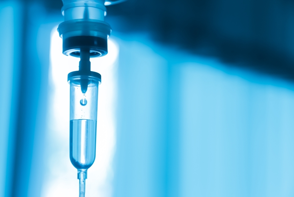 iv fluid pictured at a hospital. Credit: Shutterstock