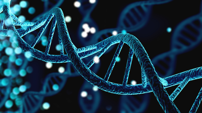 DNA helix in shades of blue and black