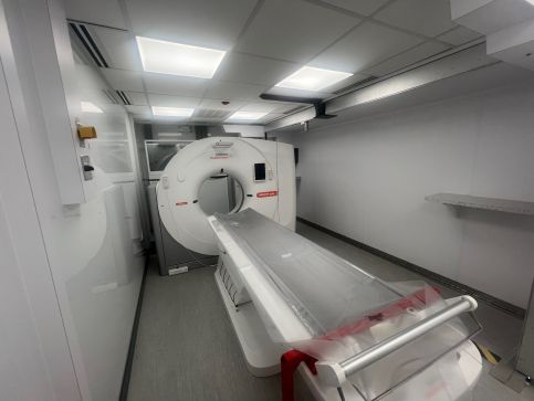 A CT scanner inside a van